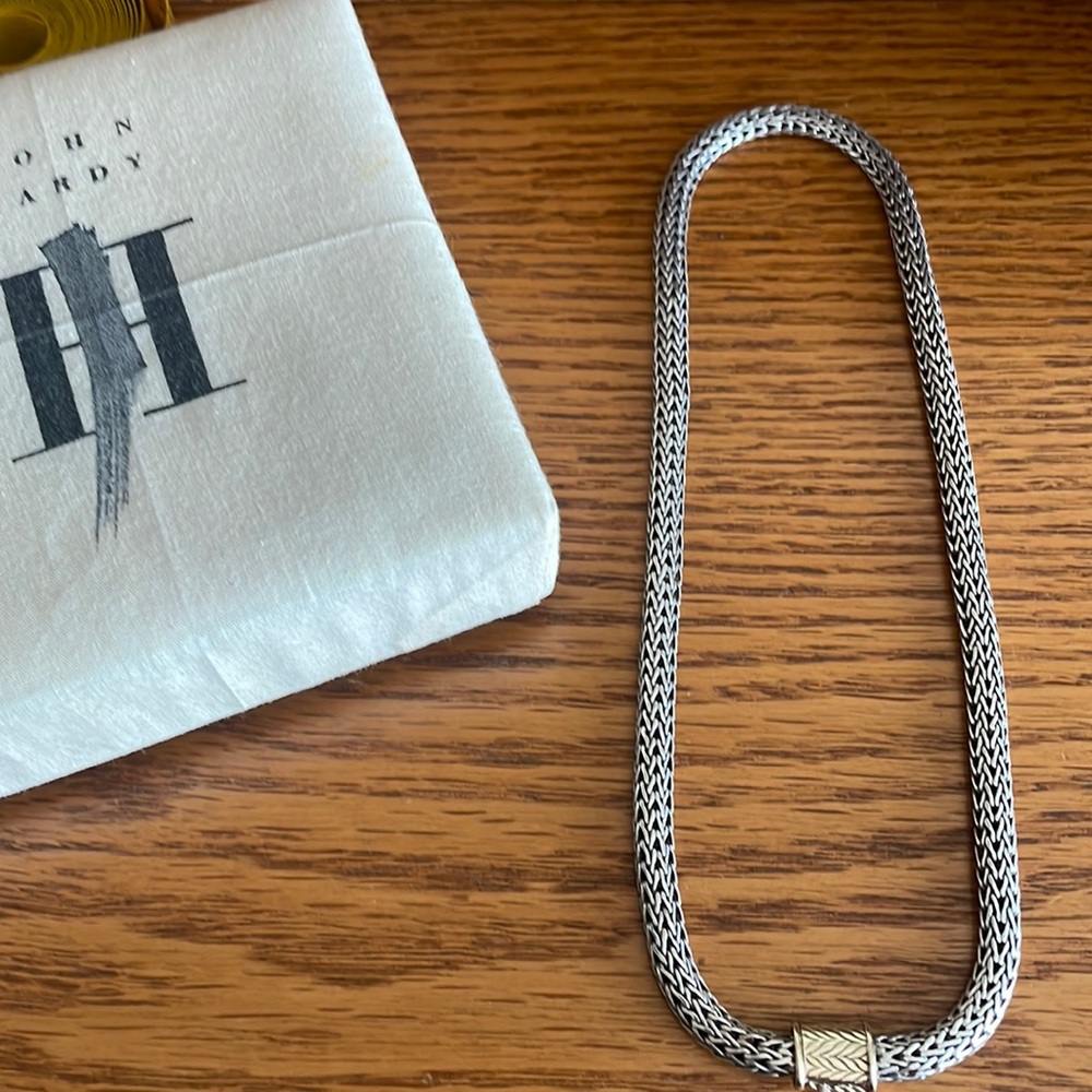 John Hardy 7mm Sterling Silver & 18k gold necklace